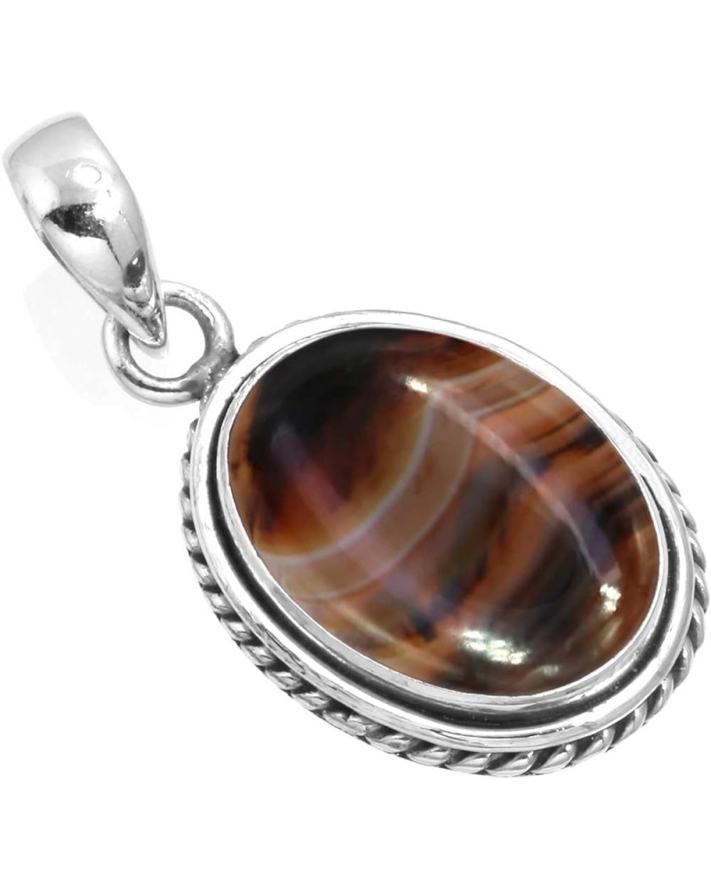 925 Sterling Silver Handmade Pendant for Women 12x16 Oval Gemstone Statement Jewelry for Gift (99548_P) Montana Agate $18.54 ...