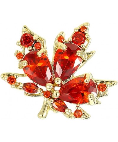 Red Rhinestone Maple Leaf Brooch Pin for Women Girls Unisex Gold Plated Fashion Crystal Flower Brooches Lapel Pins Lucky Dain...