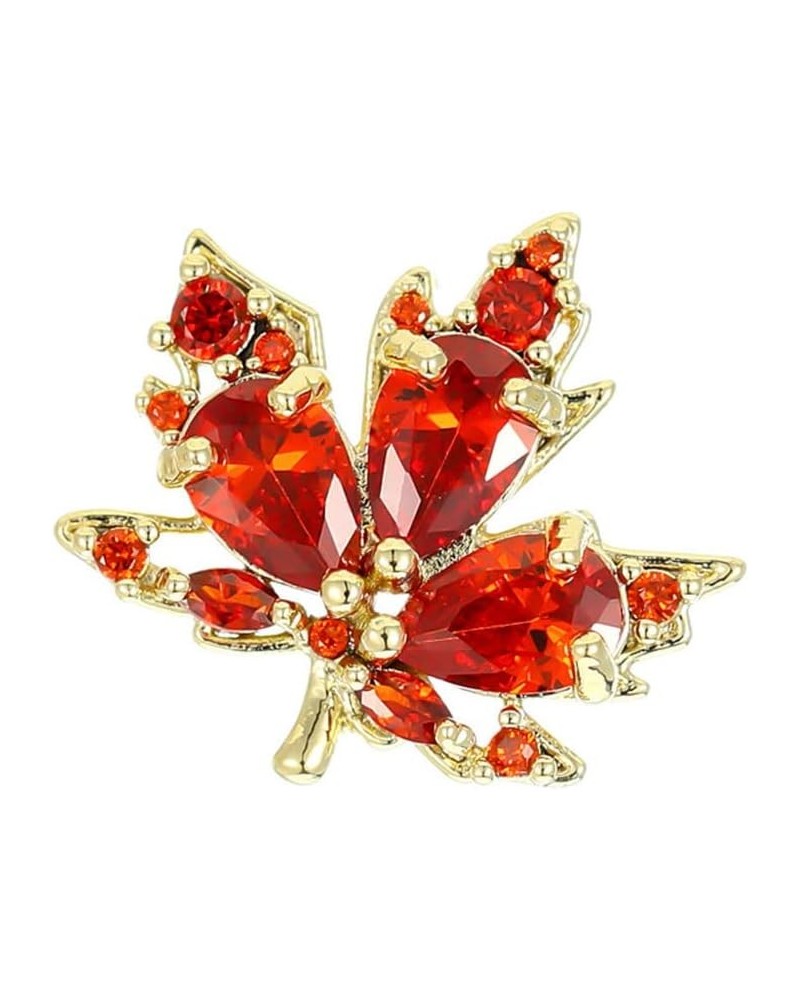 Red Rhinestone Maple Leaf Brooch Pin for Women Girls Unisex Gold Plated Fashion Crystal Flower Brooches Lapel Pins Lucky Dain...