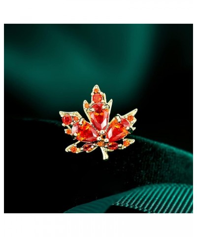 Red Rhinestone Maple Leaf Brooch Pin for Women Girls Unisex Gold Plated Fashion Crystal Flower Brooches Lapel Pins Lucky Dain...