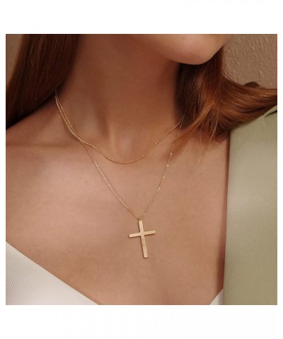 Cross Necklace for Women, 14K Gold Plated Chain Necklace Gold Cross Pendant Choker Necklace Dainty Layered Simple Tiny Cute N...