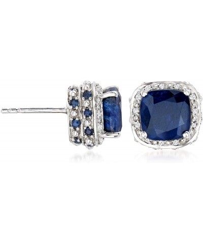 Gemstone and .10 ct. t.w. White Topaz Stud Earrings in Sterling Silver Sapphire $70.95 Earrings