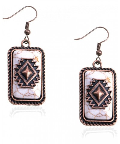 Rustic Couture's Western Earrings for Women Cowgirl Dangling Turquiose Concho Western Jewelry V-White $8.62 Earrings