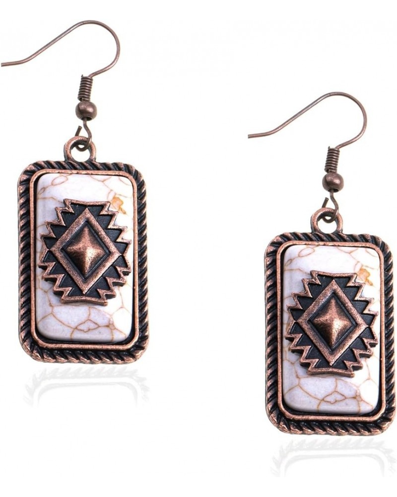 Rustic Couture's Western Earrings for Women Cowgirl Dangling Turquiose Concho Western Jewelry V-White $8.62 Earrings