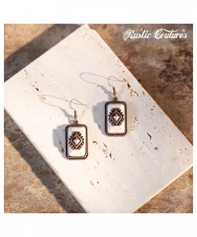 Rustic Couture's Western Earrings for Women Cowgirl Dangling Turquiose Concho Western Jewelry V-White $8.62 Earrings