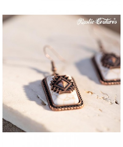 Rustic Couture's Western Earrings for Women Cowgirl Dangling Turquiose Concho Western Jewelry V-White $8.62 Earrings