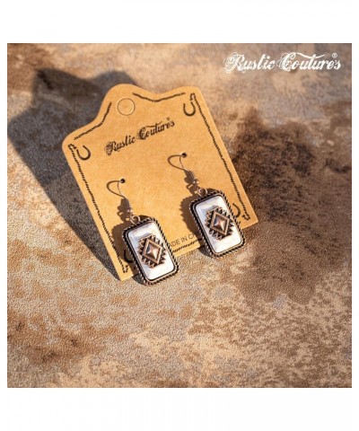 Rustic Couture's Western Earrings for Women Cowgirl Dangling Turquiose Concho Western Jewelry V-White $8.62 Earrings