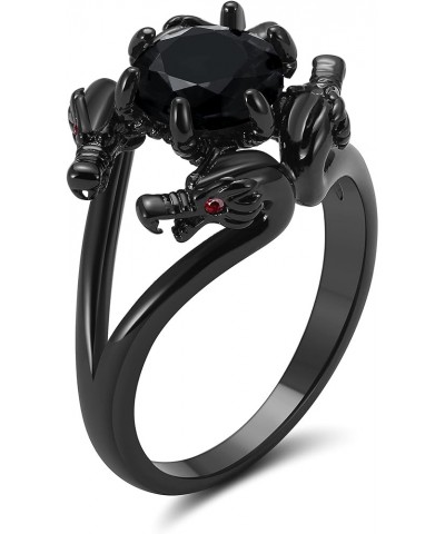 Gothic Dragon Claw Engagement Ring for Women, Sizes 5-12 - 8mm Solitaire Cubic Zirconia - Black Gun Metal Plated Elven Fantas...