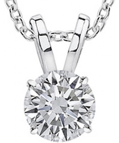 1/2-2 Carat 18K White Gold GIA Certified Round Cut Diamond Pendant Necklace Luxury Collection (D-E Color, VS1-VS2 Clarity) 20...