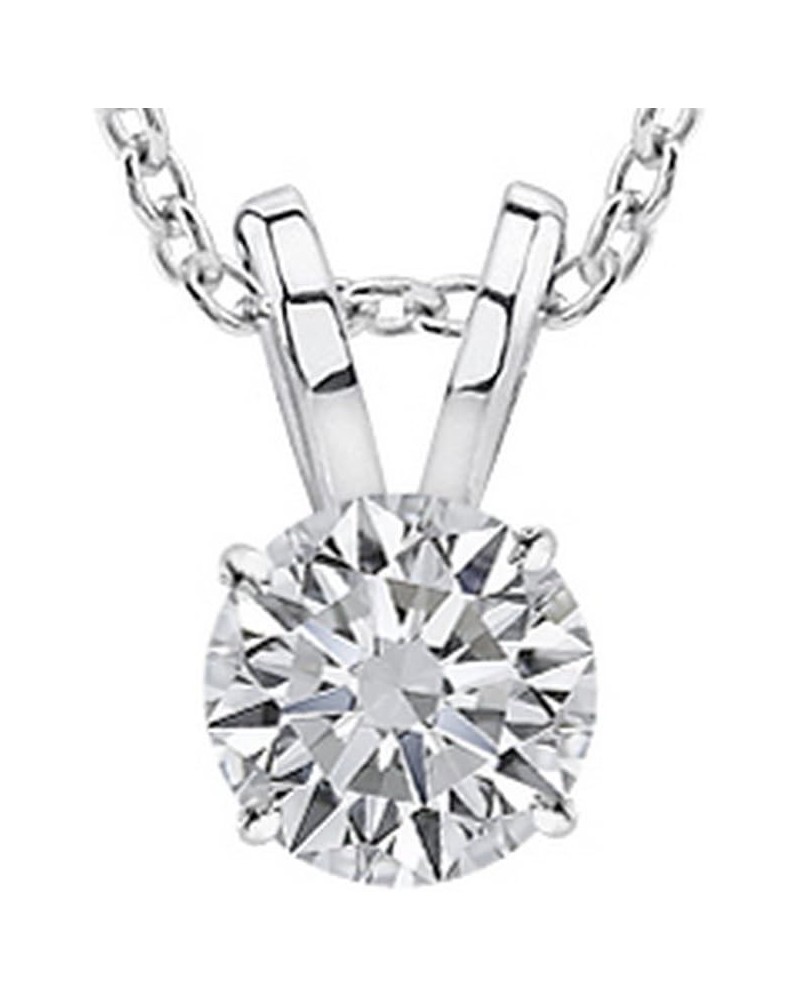 1/2-2 Carat 18K White Gold GIA Certified Round Cut Diamond Pendant Necklace Luxury Collection (D-E Color, VS1-VS2 Clarity) 20...