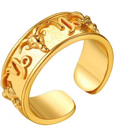 18K Gold Plated Horoscope Zodiac Band Rings Constellation Astrology Adjustable Statement Ring for Women or Girls, with Gift B...