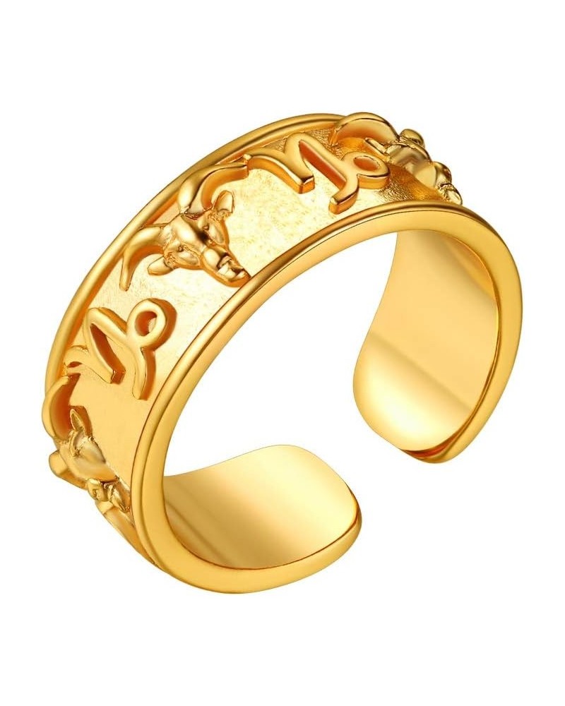 18K Gold Plated Horoscope Zodiac Band Rings Constellation Astrology Adjustable Statement Ring for Women or Girls, with Gift B...