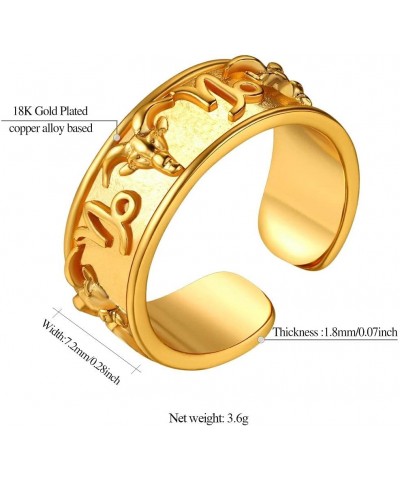 18K Gold Plated Horoscope Zodiac Band Rings Constellation Astrology Adjustable Statement Ring for Women or Girls, with Gift B...