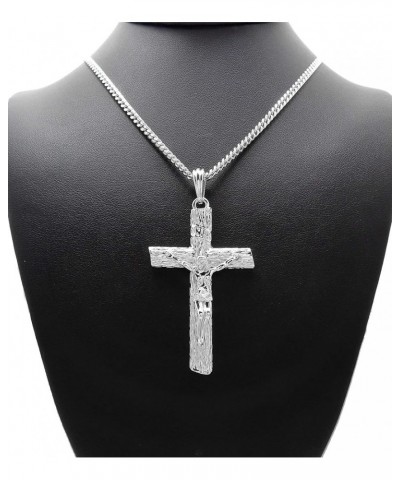 Jesus Cross Pendant 2mm 16"/18"/20"/24" Box, Cuban, Rope Chain in Gold or Silver Tone 24.0 Inches Silver - Cuban Chain $12.09...