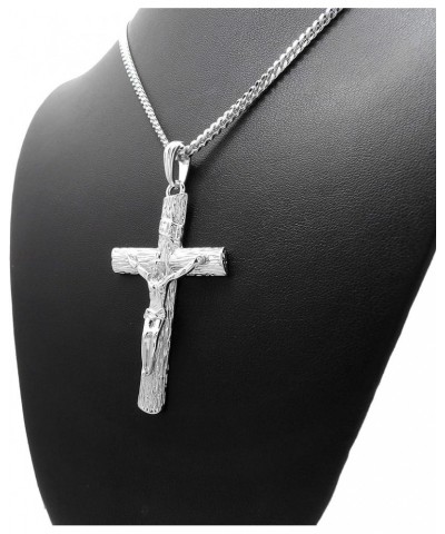 Jesus Cross Pendant 2mm 16"/18"/20"/24" Box, Cuban, Rope Chain in Gold or Silver Tone 24.0 Inches Silver - Cuban Chain $12.09...