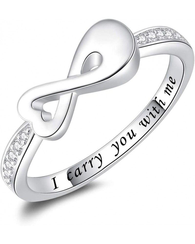 Infinity Cremation Ring for Ashes - 925 Sterling Silver Cremation Urn Jewelry I Carry You with me Memorial Keepsake Locket Ri...