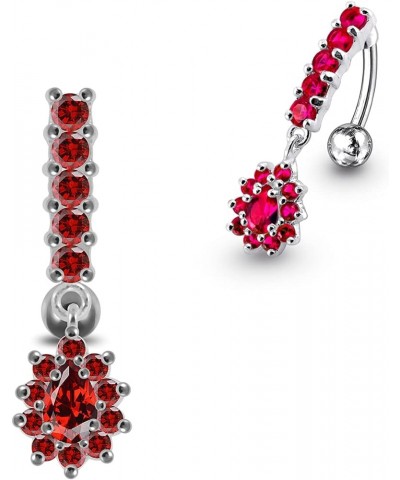 Dangling Gems Sterling Silver 316L Surgical Steel Banana Belly Ring Red $15.55 Body Jewelry