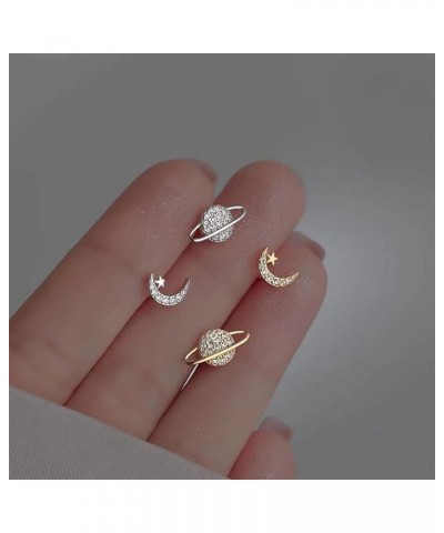 Piercing Stud Earrings for Women Star Moon Zircon 925 Silver Needles Tragus Cartilage Asymmetry Pendiente Jewelry (Color : 08...