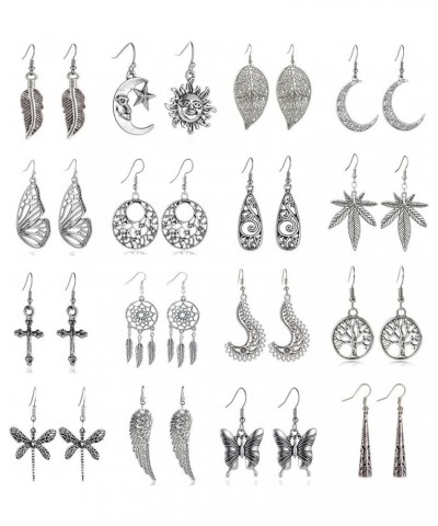 16 Pairs Drop Dangle earrings for Women Girls Silver Fashion Jewelry Dangly Wholesale Earrings Vintage Boho Bohemian Earrings...