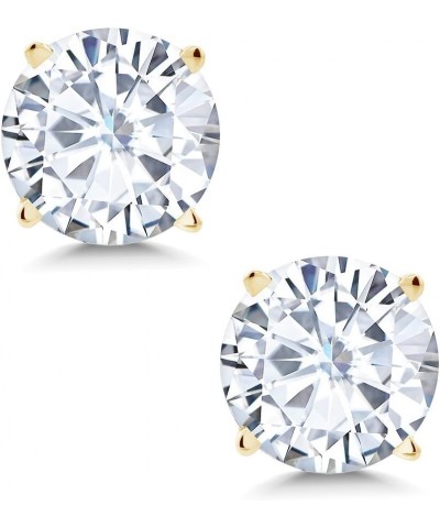 14K Yellow Gold White Moissanite from Charles & Colvard 4 Prong Stud Earrings For Women (1.60 Cttw, Round 6MM) $70.50 Earrings