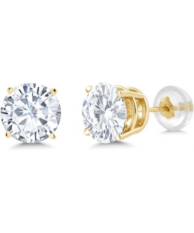 14K Yellow Gold White Moissanite from Charles & Colvard 4 Prong Stud Earrings For Women (1.60 Cttw, Round 6MM) $70.50 Earrings