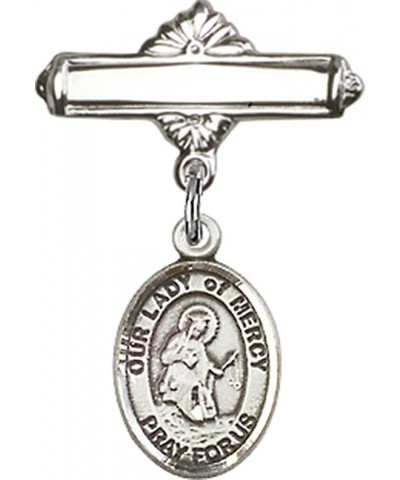 Sterling Silver Polished Baby Badge Bar Pin with Charm, 11/16 Inch Our Lady of Mercy $38.33 Brooches & Pins