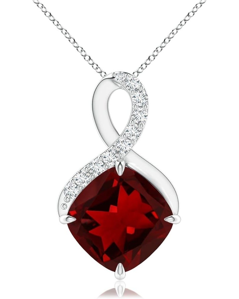 Natural Garnet Solitaire Pendant Necklace for Women, Girls in 14K Solid Gold/Platinum/Sterling Silver | January Birthstone | ...