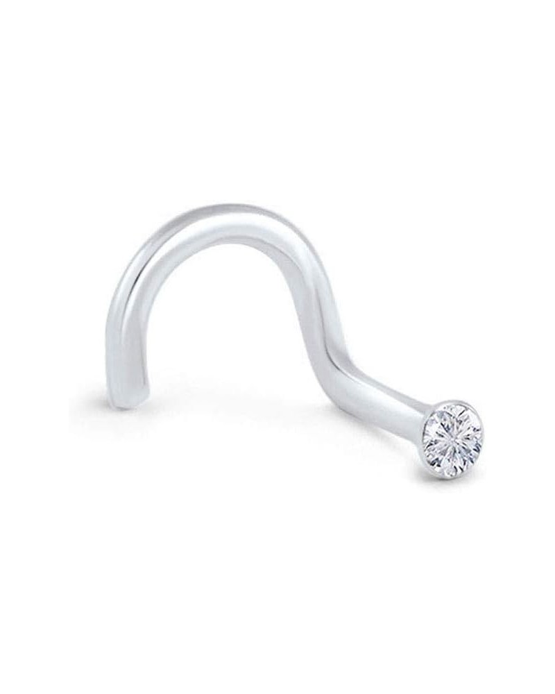 925 Sterling Silver Nose Screw Ring Tiny Micro 1mm CZ 22G Aurora-Left Nostril Screw $9.00 Body Jewelry