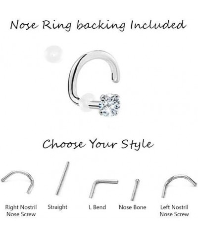 925 Sterling Silver Nose Screw Ring Tiny Micro 1mm CZ 22G Aurora-Left Nostril Screw $9.00 Body Jewelry