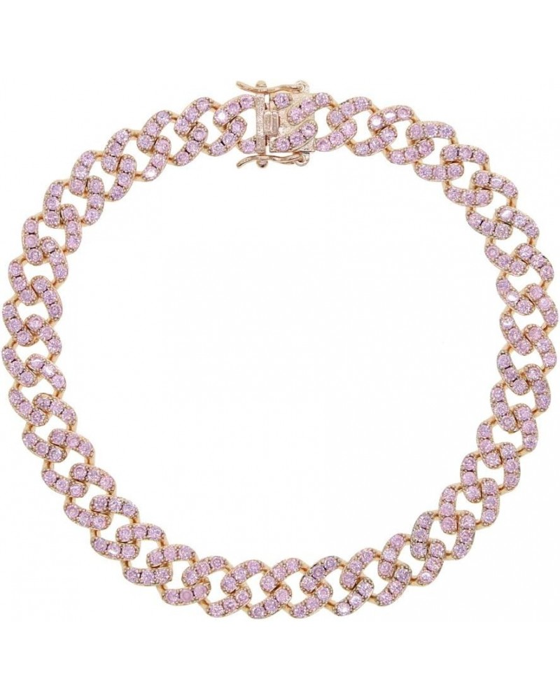 8MM White Pink Cz Miami Cuban Link Chain Anklet For Women 9" 10" Ice Out Girl Summer Jewelry rose pink cz 9 Inches $12.99 Ank...