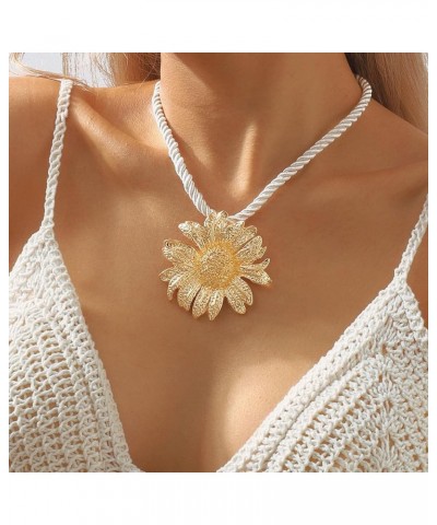 Boho Gold Jewelry Set Starfish Daisy Pendant Necklace Earrings Set Sunflower Rope Necklace Sets for Women and Girls Set B $9....