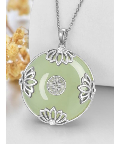 Jade Necklace for Women 18k Gold Plated Sterling Silver Lotus/Sunflower/Rose/Mushroom Round Jade Jewelry Anniversary Birthday...