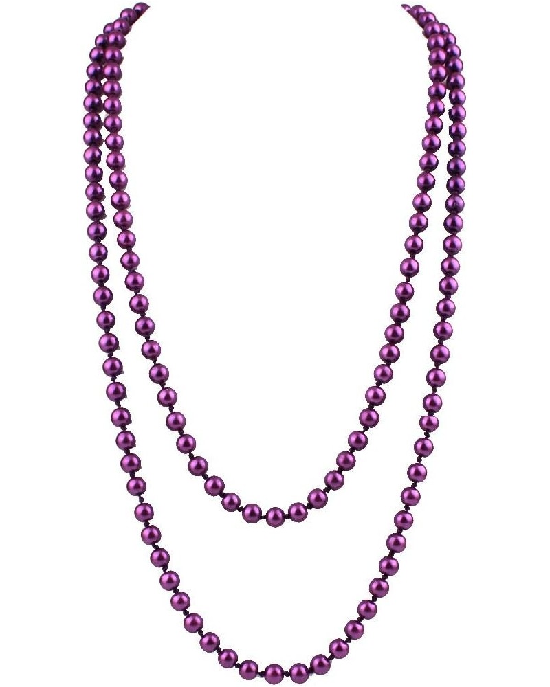 Luxury Fashion Glass Simulated Pearl for Women Party Handmade Long Pearl Necklace 55 Purple $8.99 Necklaces