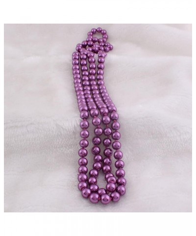 Luxury Fashion Glass Simulated Pearl for Women Party Handmade Long Pearl Necklace 55 Purple $8.99 Necklaces