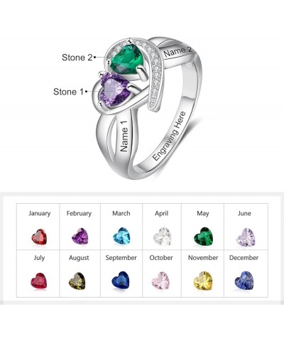 Personalized 1-8 Birthstone Mothers Rings Sterling Silver Custom Family Children Birthstones Names Promise Engagement Band Ri...