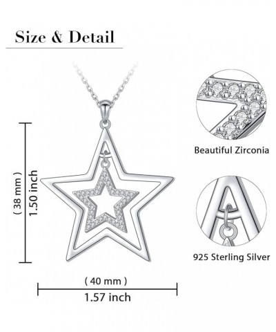 S925 Sterling Silver Long Chain Sweater Large Necklace for Women Statement Pendant Fringe Necklaces Jewelry Gift Stars Double...