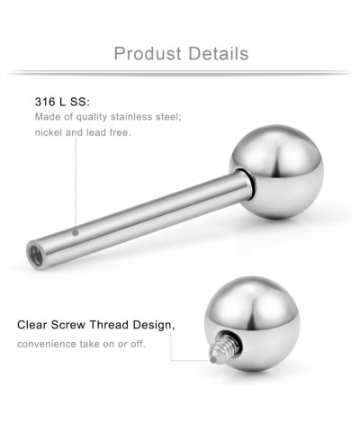 316L Stainless Steel Internally Threaded Tongue Nipple Shield Barbell Ring Bar Body Piercing Retainer 14G 14mm 12PCS - Mix Co...