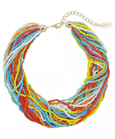 Multiple Strand Handmade Beaded 16" Statement Collar Necklace for Women (NK-10402) mixing color $12.79 Necklaces