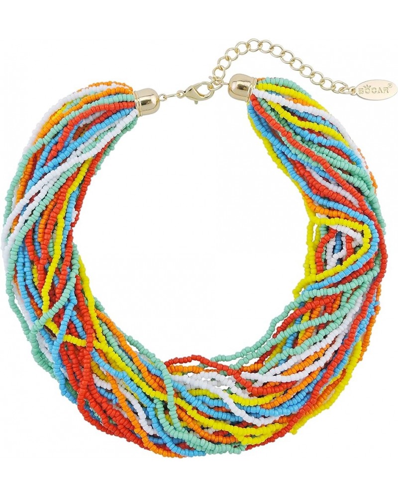 Multiple Strand Handmade Beaded 16" Statement Collar Necklace for Women (NK-10402) mixing color $12.79 Necklaces