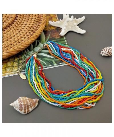 Multiple Strand Handmade Beaded 16" Statement Collar Necklace for Women (NK-10402) mixing color $12.79 Necklaces