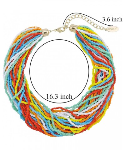 Multiple Strand Handmade Beaded 16" Statement Collar Necklace for Women (NK-10402) mixing color $12.79 Necklaces