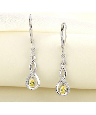 Dangle Drop Earrings Sterling Silver Infinity Leverback Earrings Birthstones Twisted Jewelry 11-topaz-Nov $22.55 Earrings