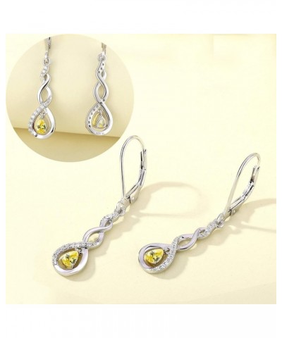 Dangle Drop Earrings Sterling Silver Infinity Leverback Earrings Birthstones Twisted Jewelry 11-topaz-Nov $22.55 Earrings