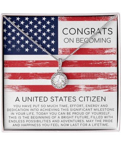 Citizenship Gifts, American Citizenship Gifts, New US Citizenship Gifts For Her, Naturalization Ceremony Presents, Silver Nec...