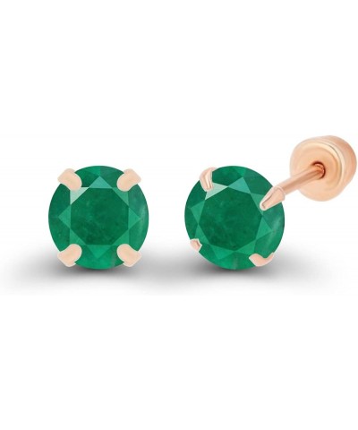 Solid 14k Gold Hypoallergenic 3mm Round Birthstone Solitaire Screw Back Stud Earrings Emerald Genuine Rose Gold $15.60 Earrings