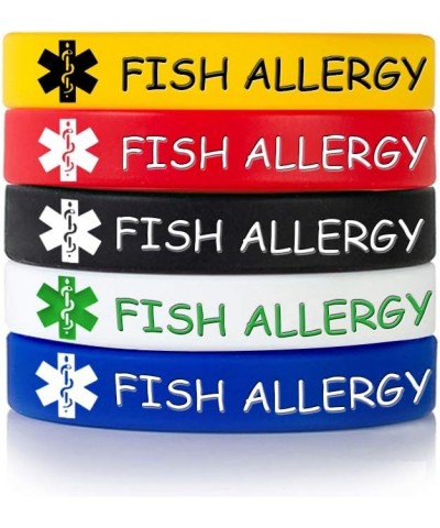 MZZJ Custom Engraving Medical Alert ID Jewelry Allergy ID Food Drug Allergy Bracelet,100% Silicone Rubber ID Bracelet Band,5 ...