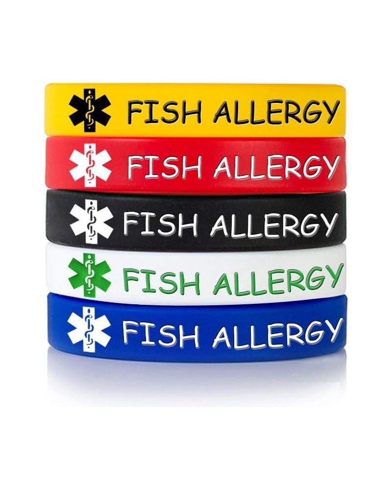 MZZJ Custom Engraving Medical Alert ID Jewelry Allergy ID Food Drug Allergy Bracelet,100% Silicone Rubber ID Bracelet Band,5 ...