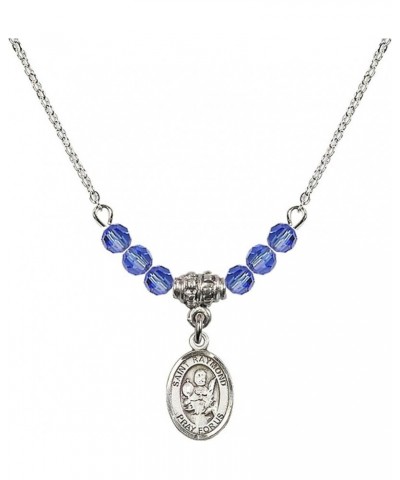 September Birth Month Bead Necklace with Catholic Patron Saint Petite Charm, 18 Inch Saint Raymond Nonnatus $27.25 Necklaces