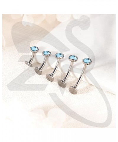 ASTM F136 Titanium Belly Button Ring, 14G Cubic Zirconia Navel Jewelry, 6/8/10/12/14MM Internally Threaded Long Bar Navel Bar...