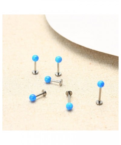 2pcs 16G 6mm/8mm/10mm G23 Titanium Internally Threaded 3mm/4mm Synthetic Opal Labret Monroe Lip Tragus Cartilage Earring Ring...